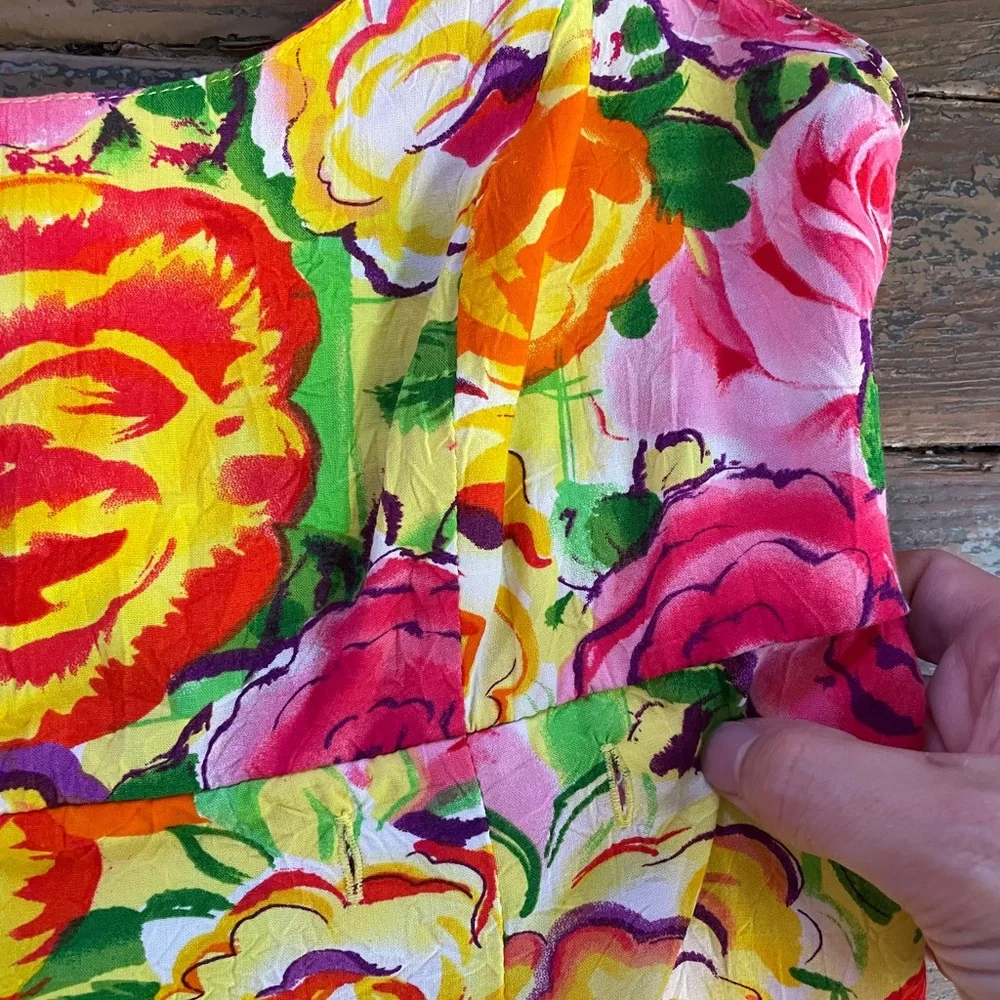 Jams World Vibrant Floral Sundress Slip Mini Dress Made in Hawaii - Sz XS 🧡🎀 - Picture 11 of 13